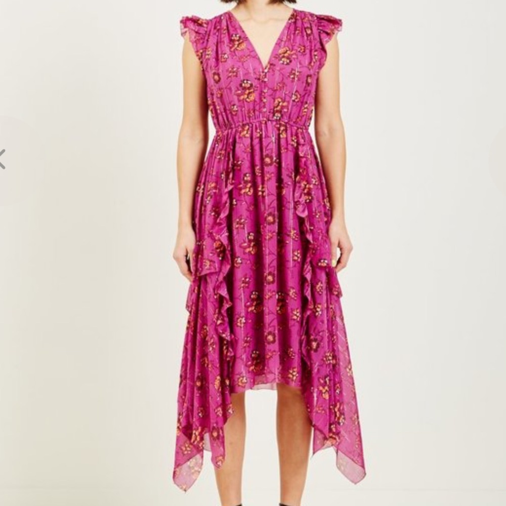 ULLA JOHNSON Ciel Floral Print Silk Blend dress